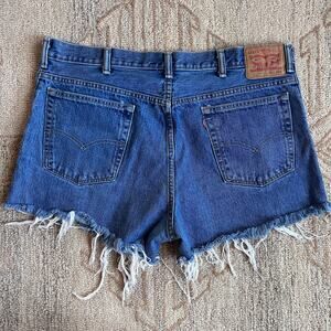 levis 517 cutoff denim shorts frayed festival vintage style W40 women XL